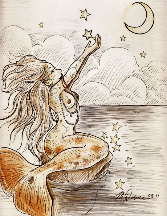Mermaid Catching Stars by Mona Dowie
