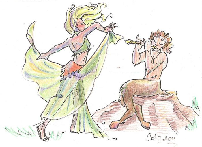 Nymph and satyr by Coty