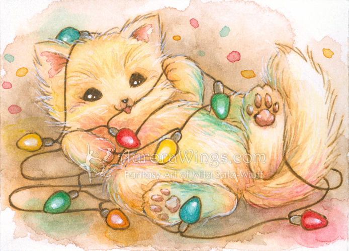 Christmas Light Kitty by Mitzi Sato-Wiuff