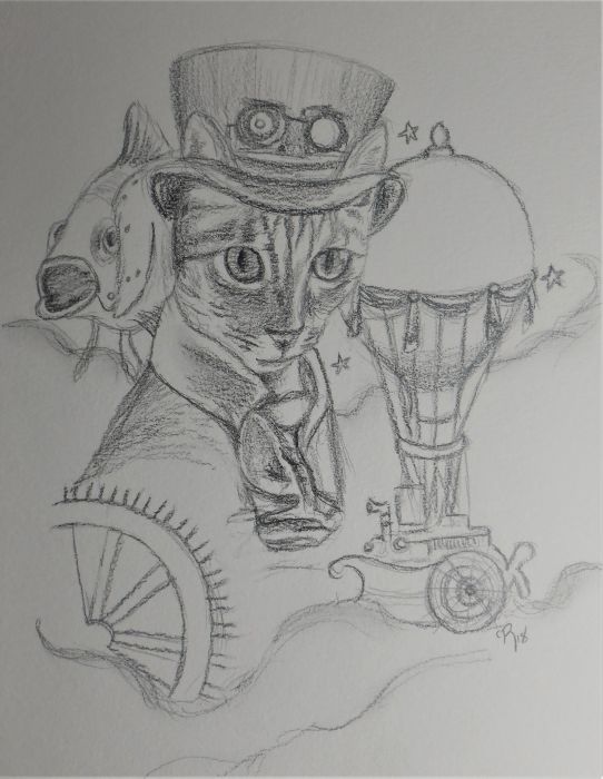 Steampunk Cat by Regina Mailloux