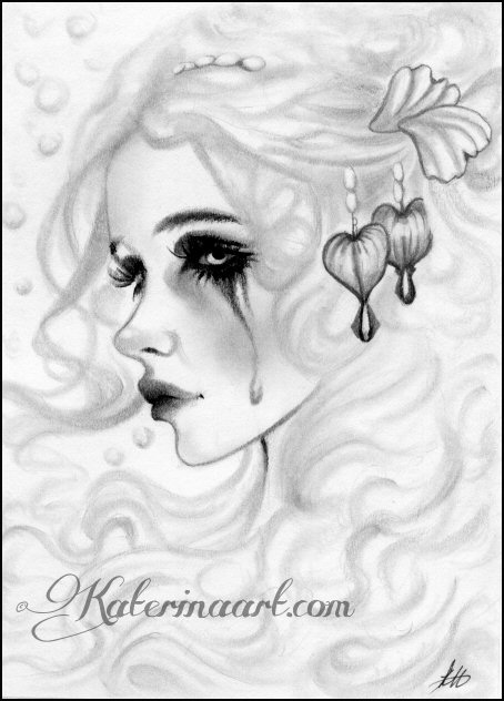 tears of the bleeding heart mermaid by katerina Koukiotis
