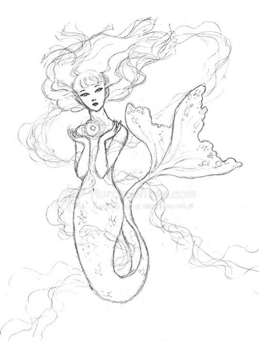 Oriental Mermaid (rough) by Mitzi Sato-Wiuff