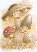Mrs Mushroom With Her Children