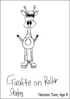 Giraffe on rollerskates