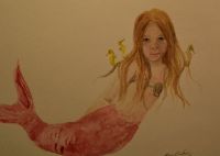 Young mermaid and friends