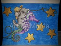 Chinchilla Cowboy-chinchilla riding a seahorse lassoing stars