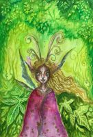 Spring fairy with golden eyes