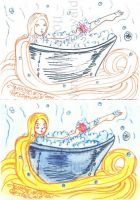 Rapunzel Eaking a Bubble Bath