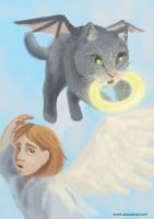 Flying cat, with halo