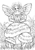 Fairy Sitting on a Toadstool